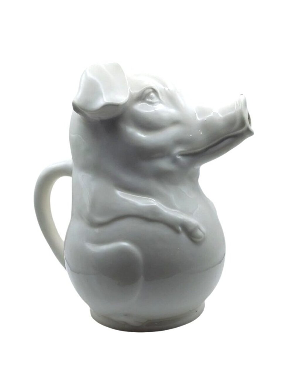 Pig Shaped Water Pitcher White Ceramic Schmid Brothers Farmhouse Barnyard Piggy
